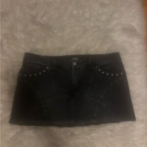 wild fable Black Studded Denim Mini Skirt